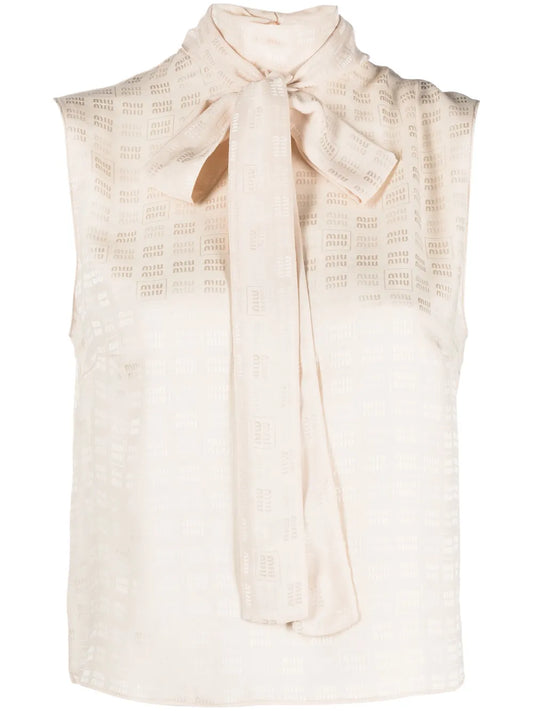 Logo-Jacquard Scarf-Detail Sleeveless Top