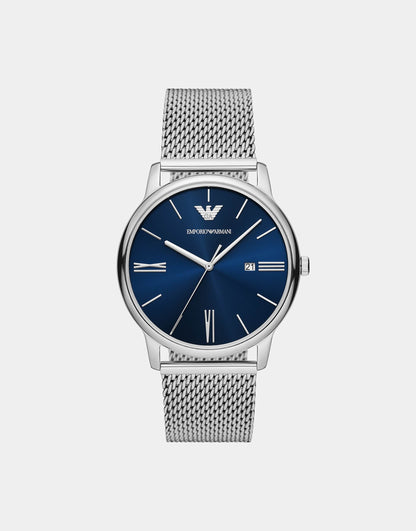 Three-Hand Date Stainless Steel Mesh Watch