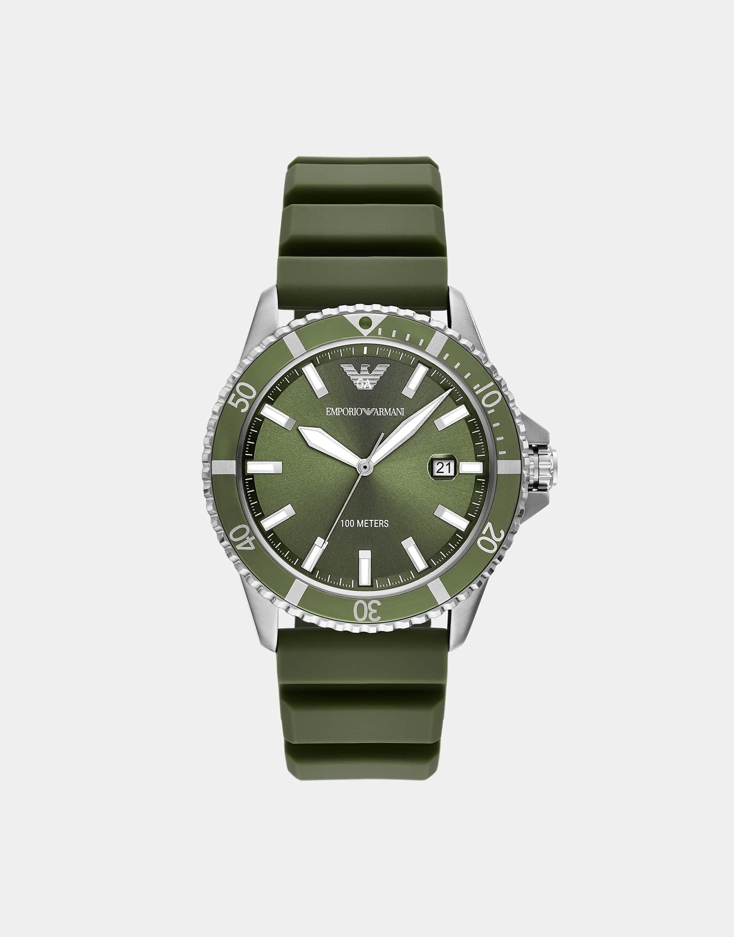 World Explorer Three-Hand Date Green Silicone Watch