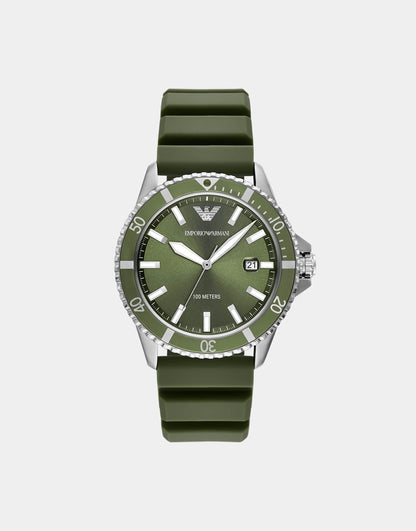 World Explorer Three-Hand Date Green Silicone Watch