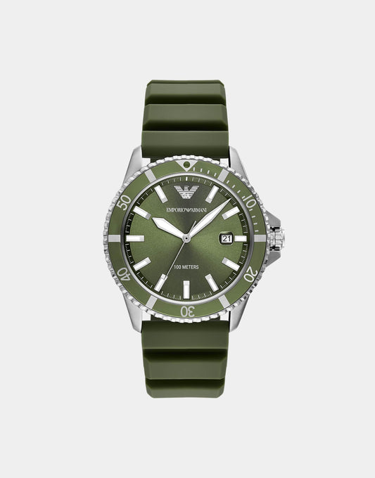 World Explorer Three-Hand Date Green Silicone Watch