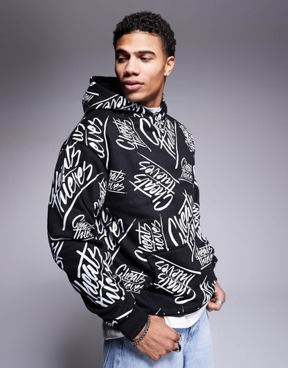 All-Over Logo Print 320Gsm Hoodie