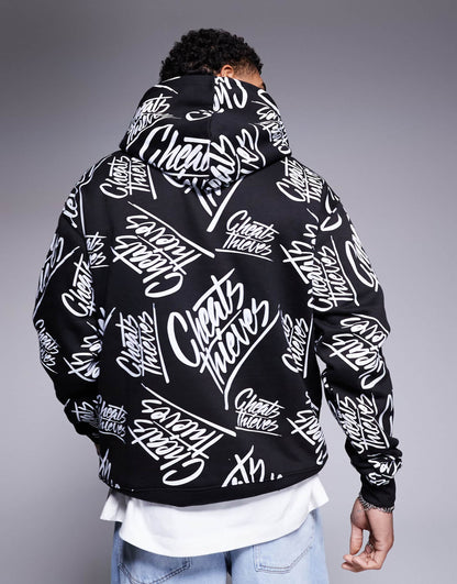 All-Over Logo Print 320Gsm Hoodie