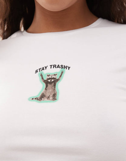 Baby Tee With Stay Trashy Graphic