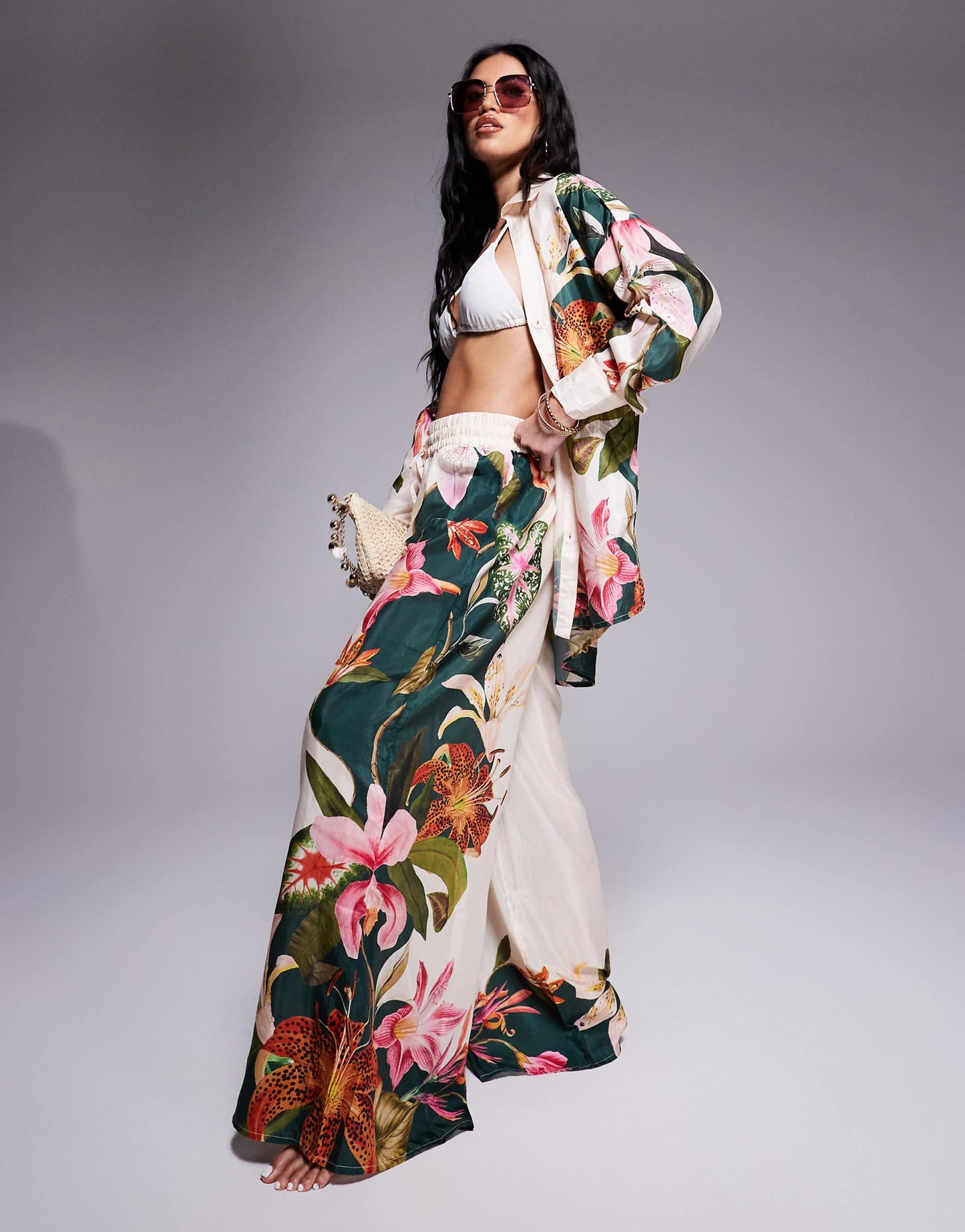 Botanical Print Wide Leg Trouser Co-Ord