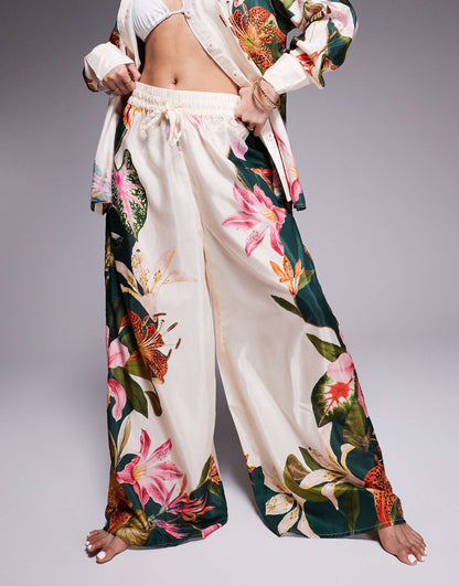 Botanical Print Wide Leg Trouser Co-Ord