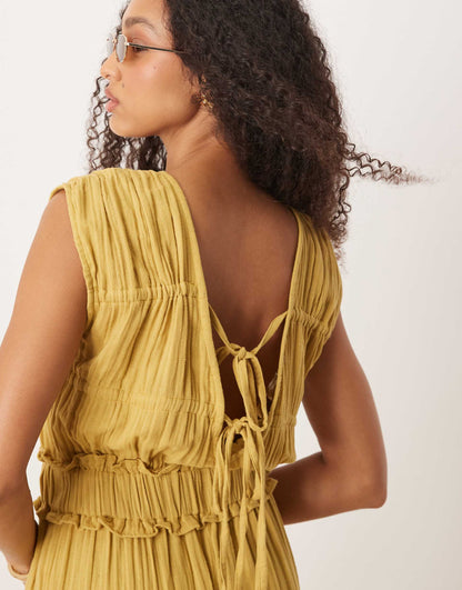 Double Cloth Gathered Bust Jumpsuit