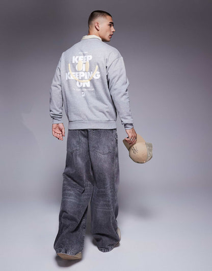 Boxy Oversized Sweatshirt With Front And Back Print