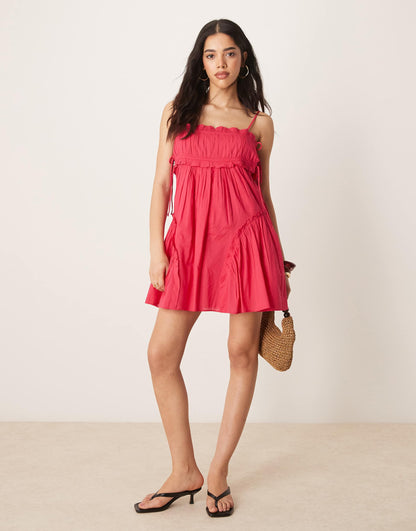 Babydoll Mini Dress With Ruffle Hem