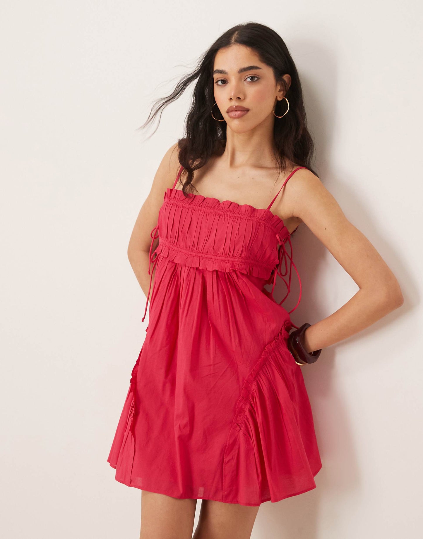 Babydoll Mini Dress With Ruffle Hem