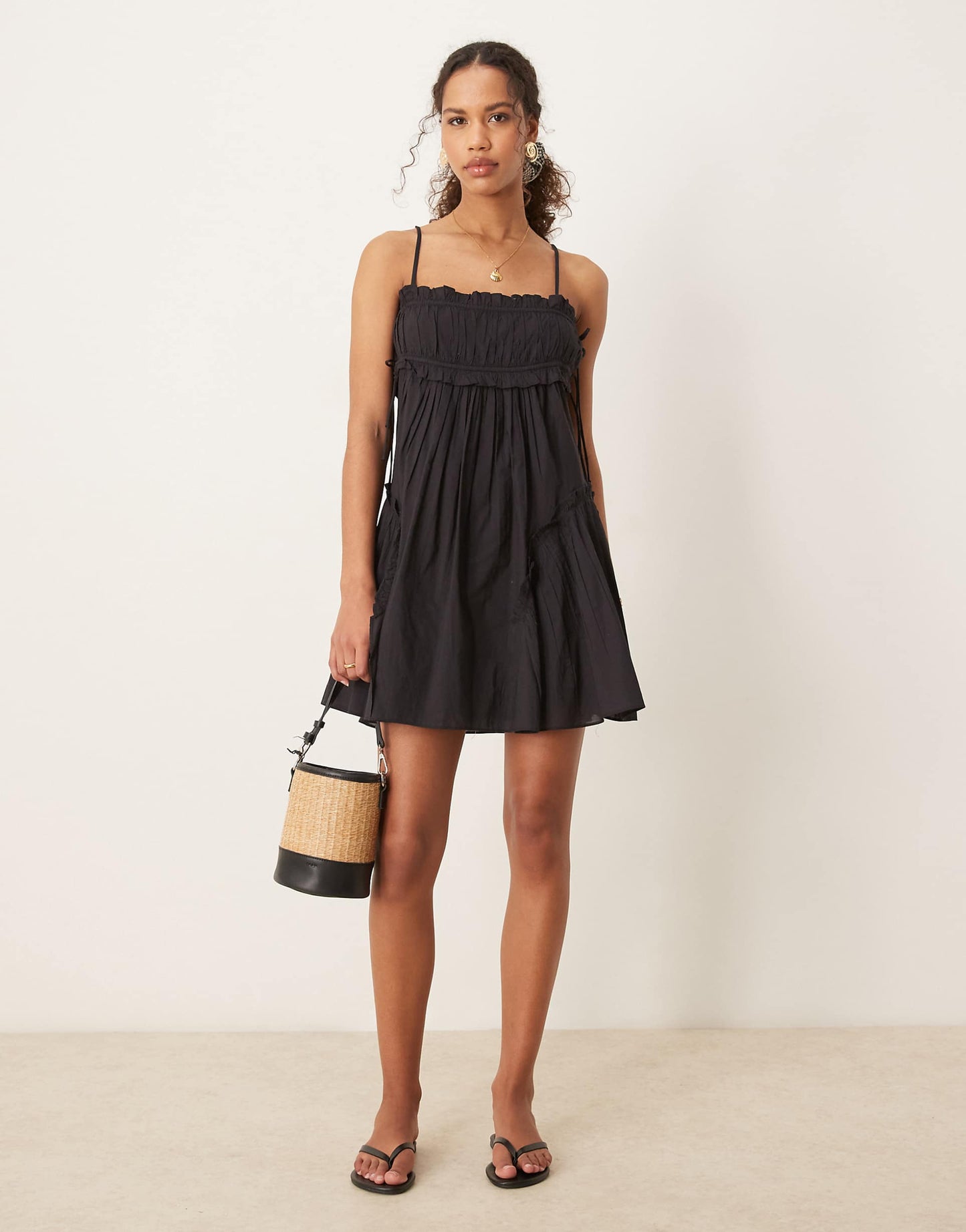 Babydoll Mini Dress With Ruffle Hem
