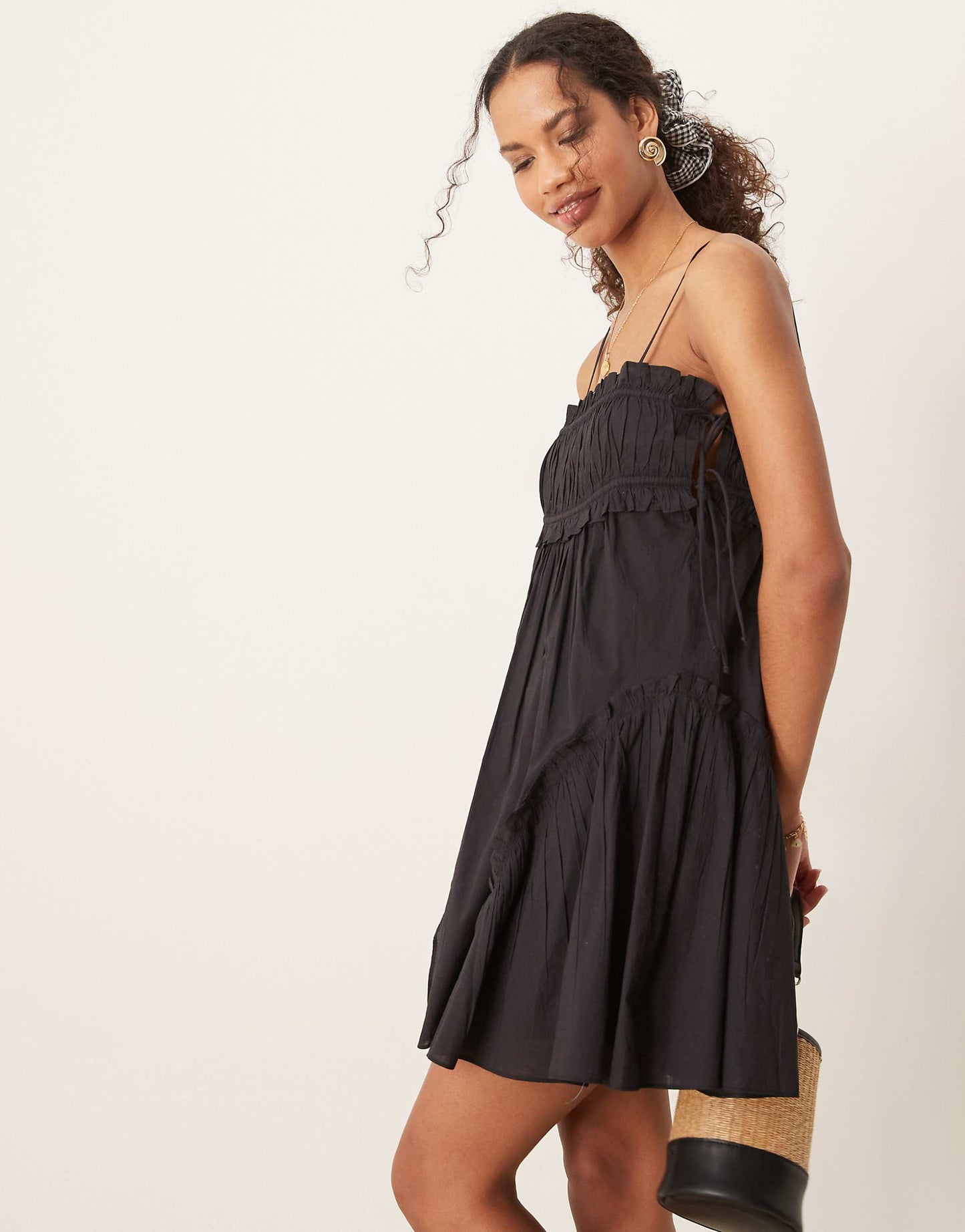Babydoll Mini Dress With Ruffle Hem
