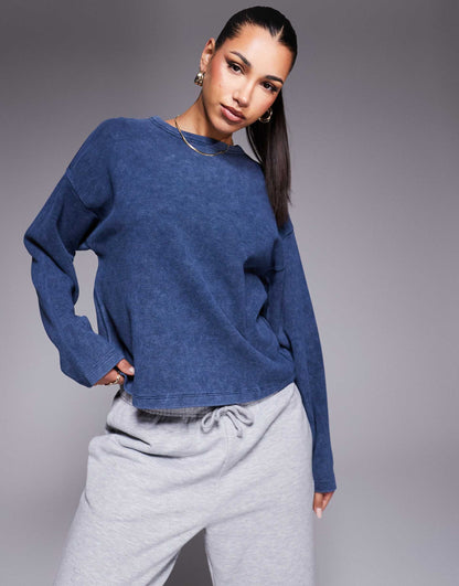 Long Sleeve Waffle Boxy Tee