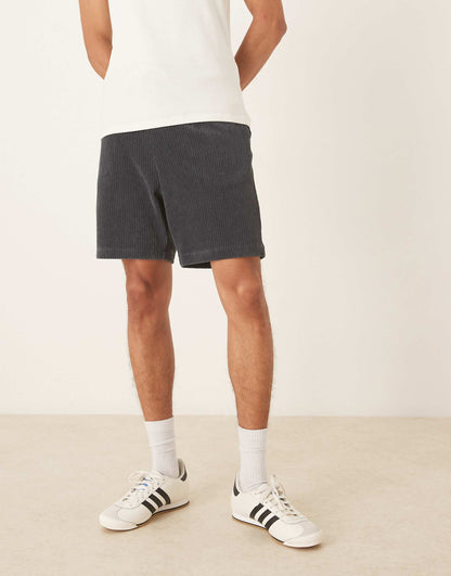 Oversized Ribbed Velour Short