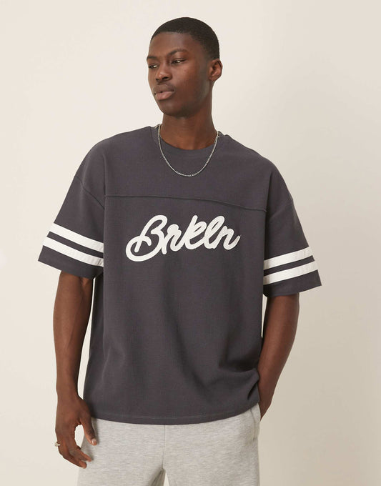 Oversized City Applique On Waffle Fabric