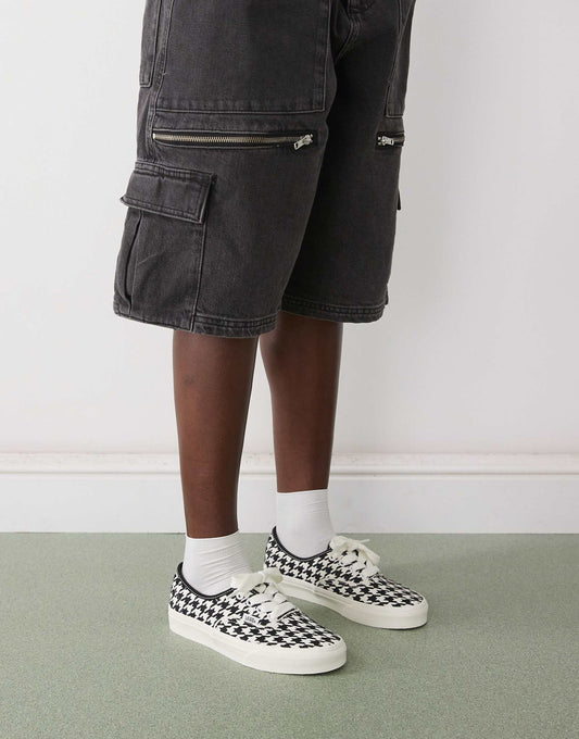 Authentic Embroidered Houndstooth Trainers With Oversized Laces