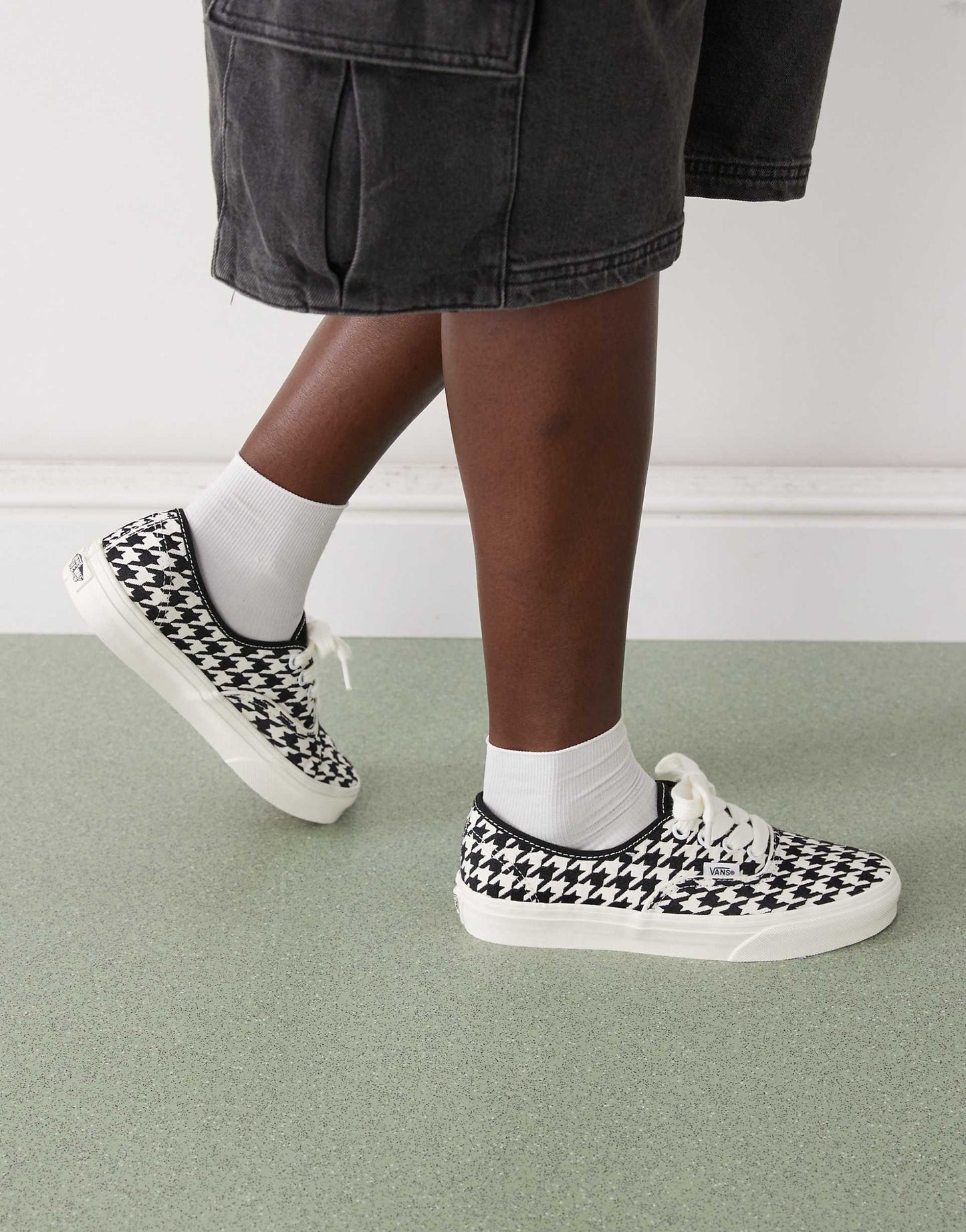 Authentic Embroidered Houndstooth Trainers With Oversized Laces