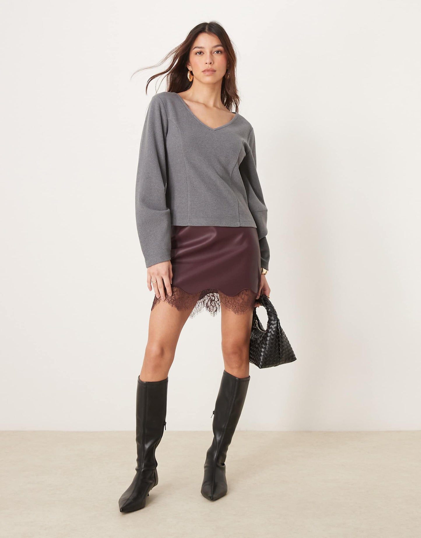 Cocoon Brushed V Neck Top