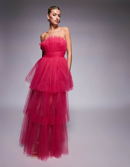 Bandeau Tulle Maxi Dress