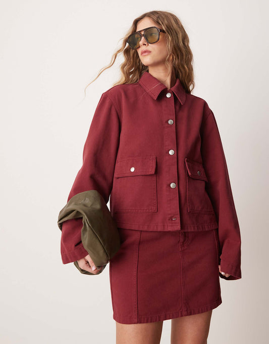 Boxy Collared Denim Jacket Co-Ord
