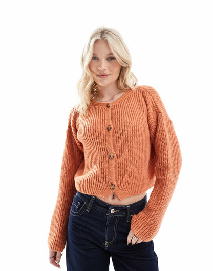 Knitted Crew Neck Cardigan