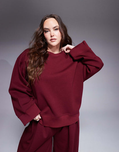 Curve Interlock Oversized Crew Neck Top