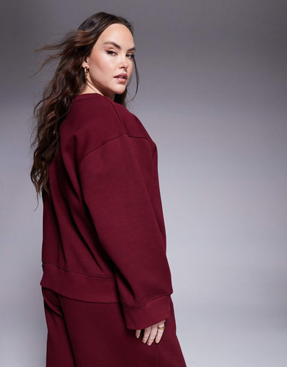 Curve Interlock Oversized Crew Neck Top