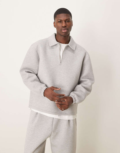 Heavyweight Scuba Oversized Collar Sweatshirt  With Fixed Hem