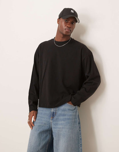 Oversized Boxy Long Sleeve T-Shirt With Drop Armhole