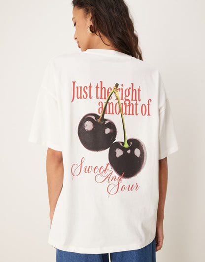 Oversized Tee With Sweet And Sour Cherry Graphic