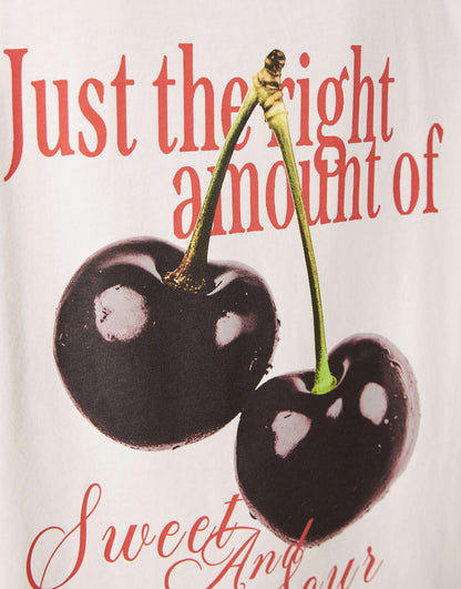 Oversized Tee With Sweet And Sour Cherry Graphic