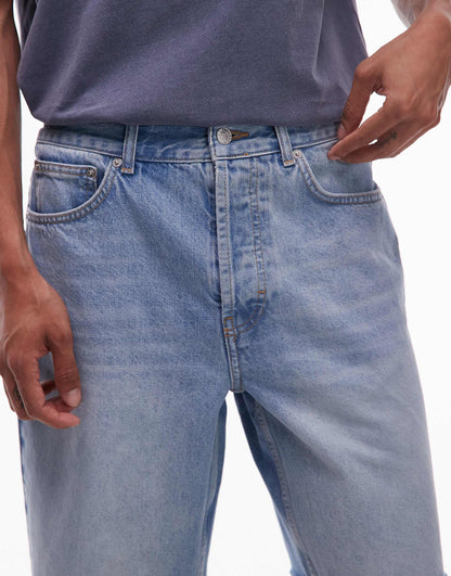 Denim Straight Leg Short With Raw Hem
