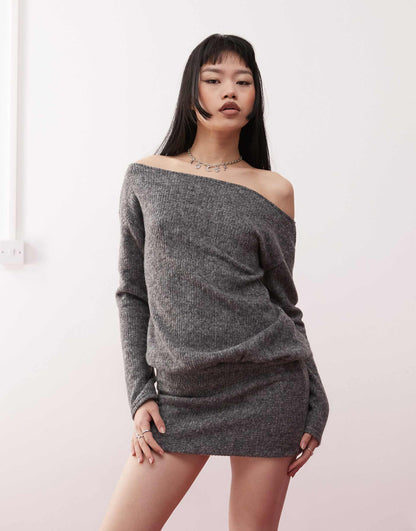 Off Shoulder Slouch Mini Dress