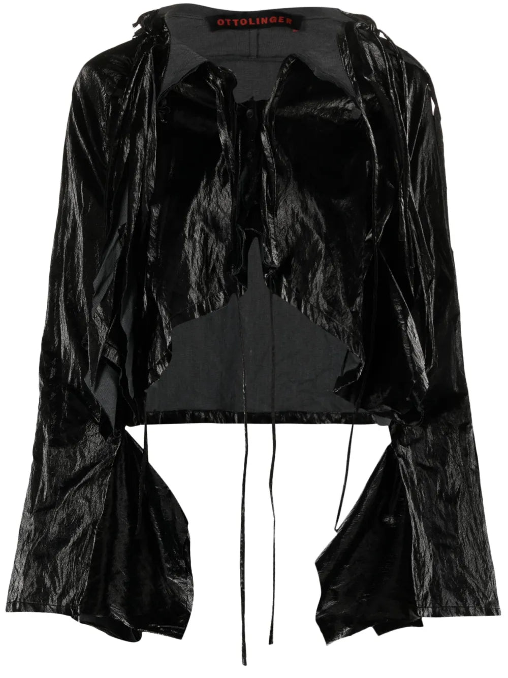Crinkled-Effect Cropped Jacket