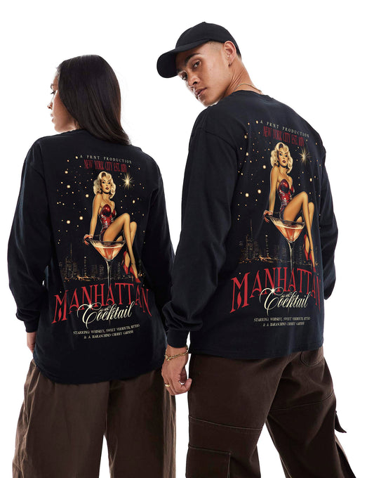 Manhattan Front And Back Print Long Sleeve T-Shirt