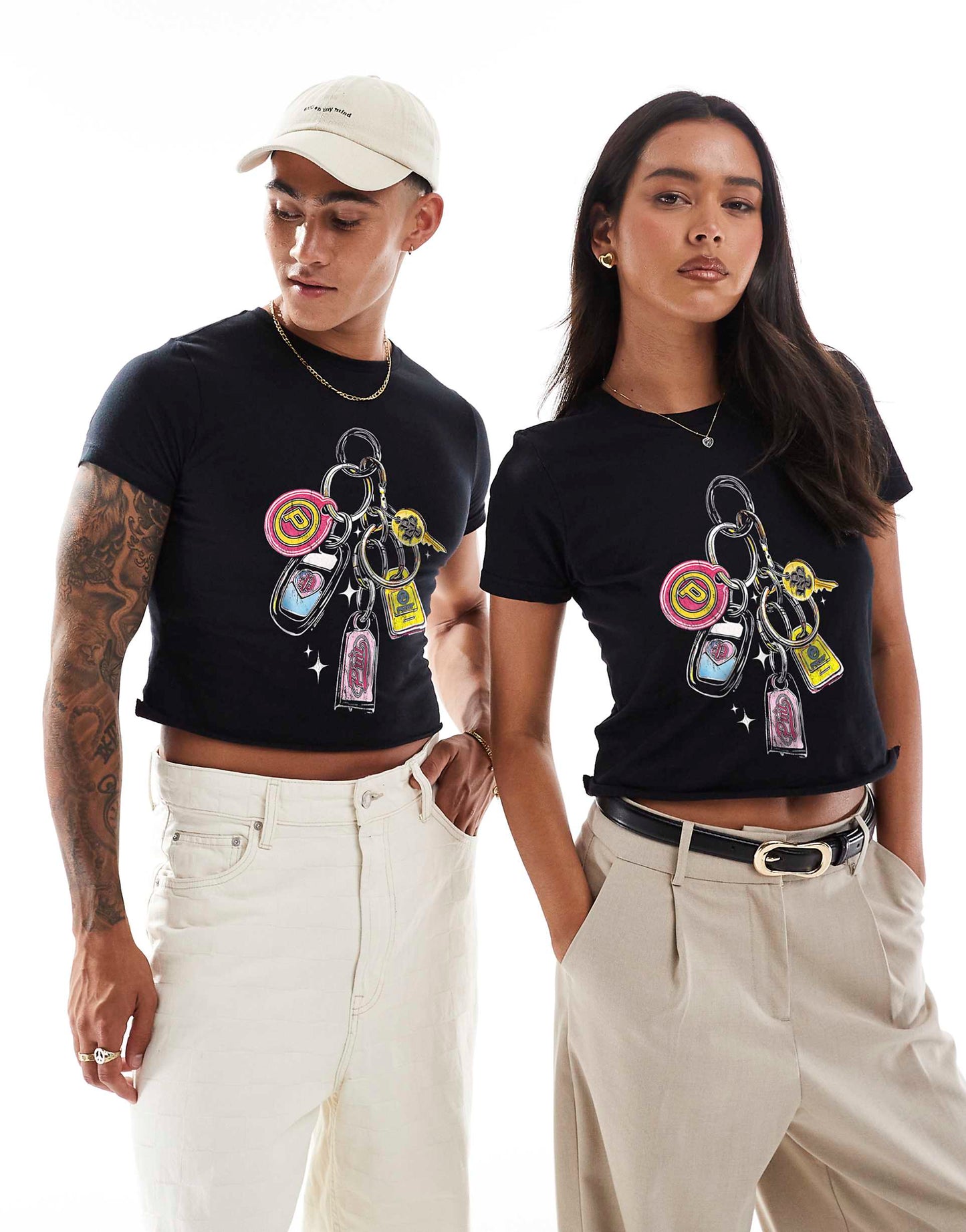Car Keys Front Print Crop T-Shirt