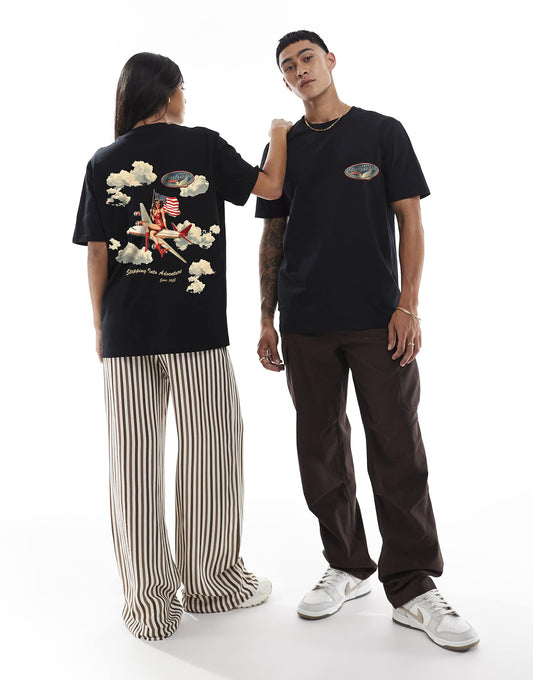 Dakota Airlines Front And Back Print Relaxed T-Shirt