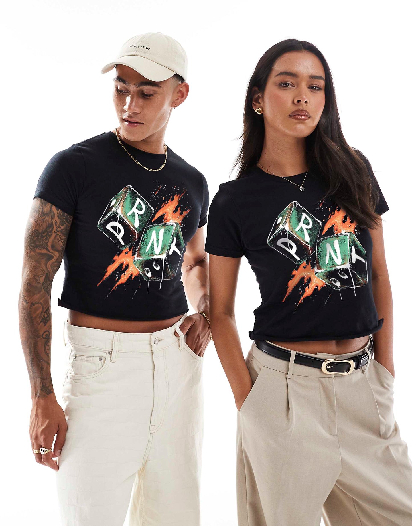 Arizona Dice Front Print Ww Crop T-Shirt