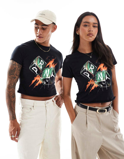 Arizona Dice Front Print Ww Crop T-Shirt