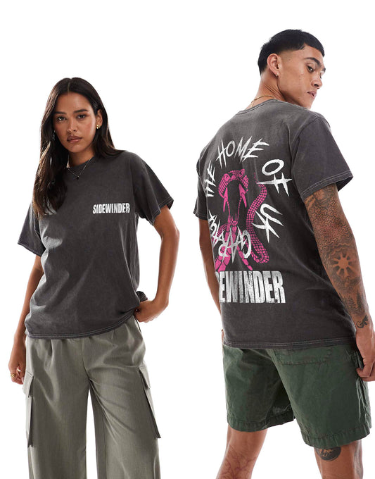 Sidewinder Home Front And Back Print Washed T-Shirt