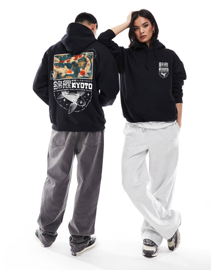 Kyoto Koi Club Front And Back Print Hood