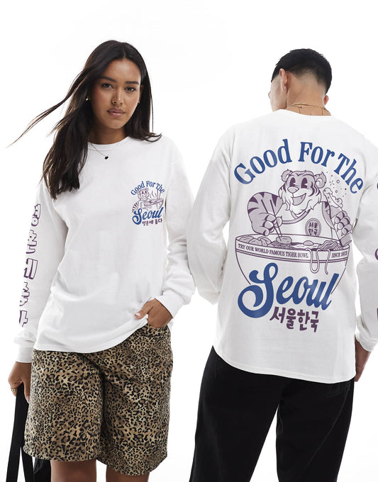 Good For The Seoul Tiger Bowl Front And Back Print Long Sleeve T-Shirt