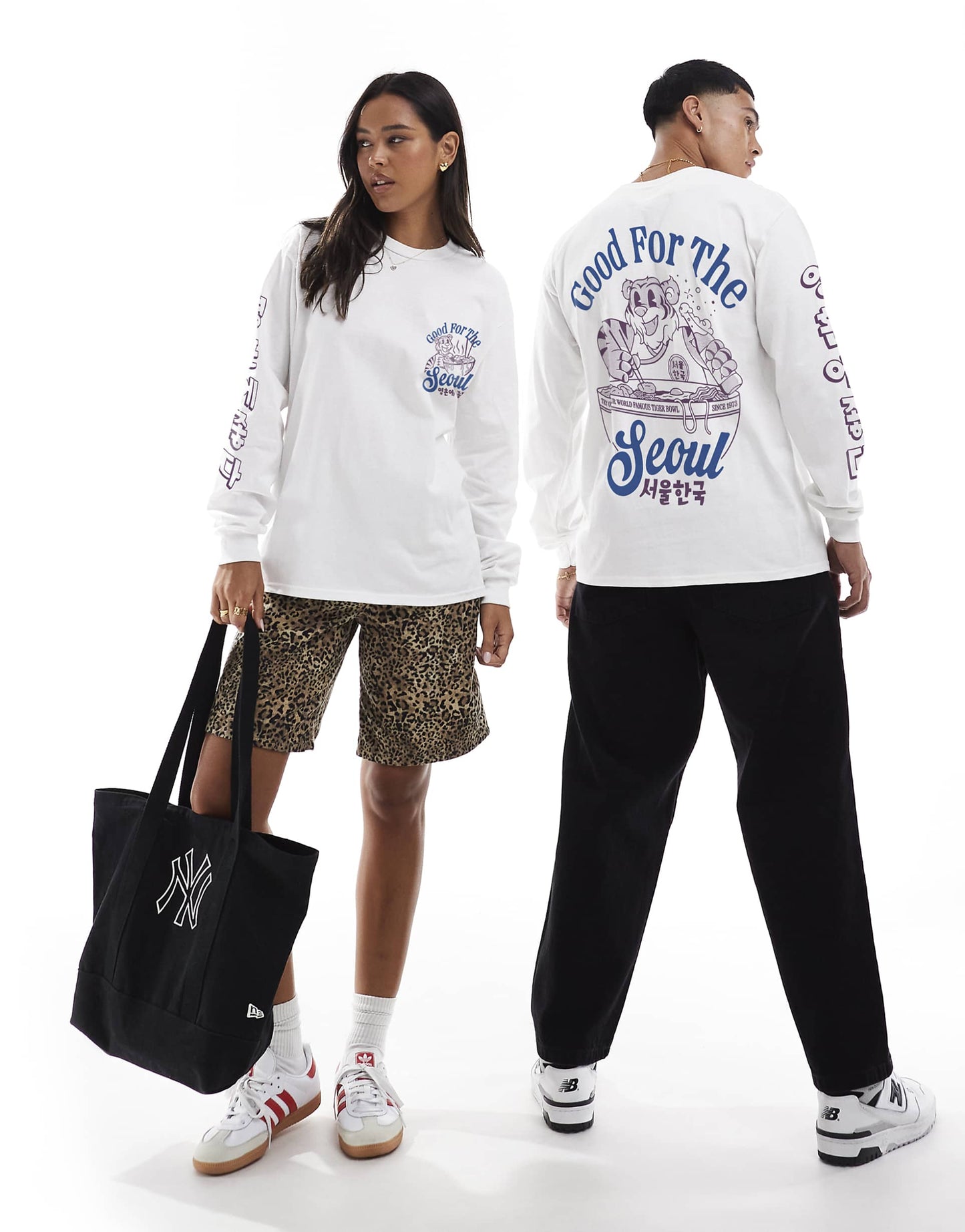 Good For The Seoul Tiger Bowl Front And Back Print Long Sleeve T-Shirt