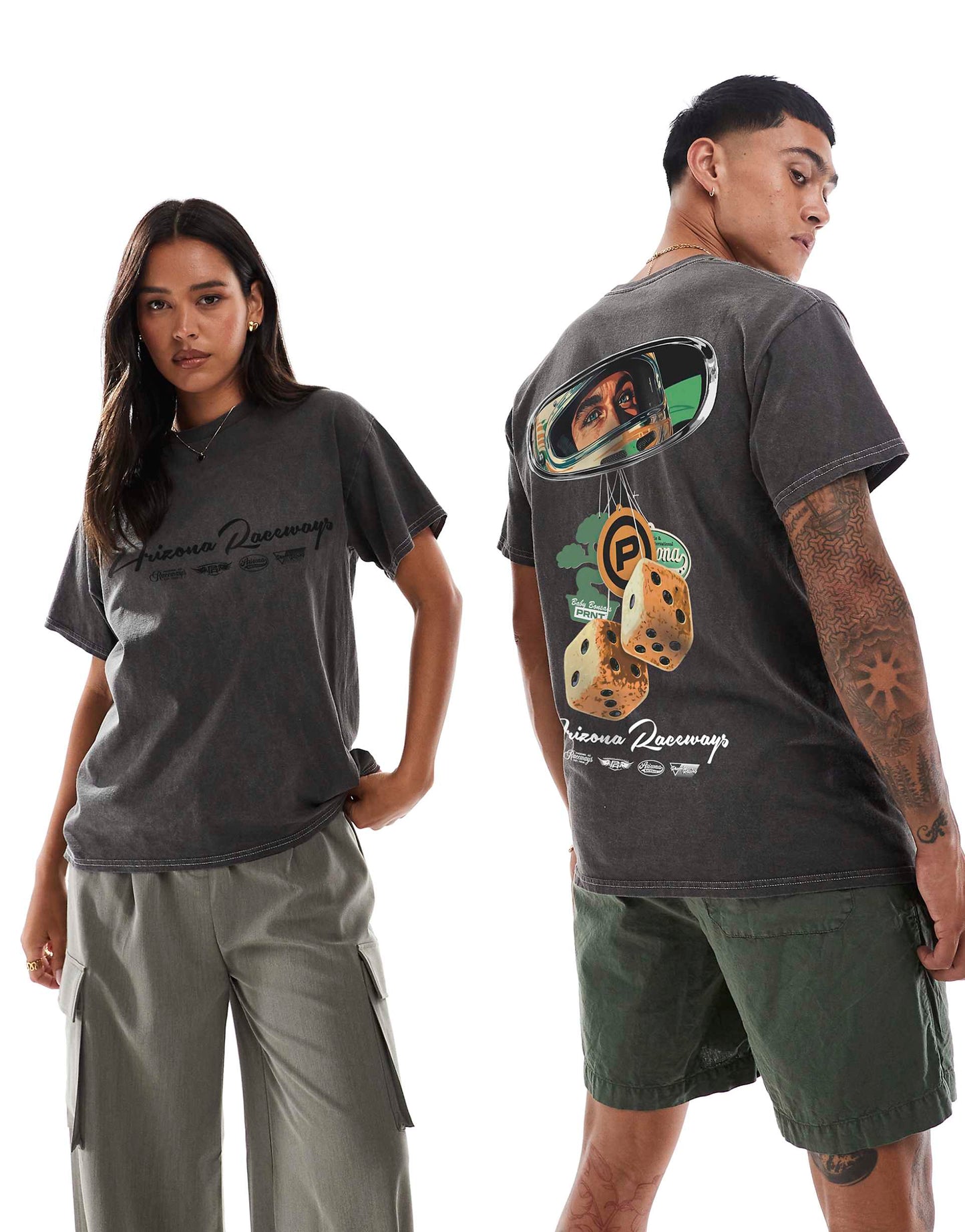 Arizona Mirror Front And Back Print Washed T-Shirt