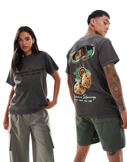 Arizona Mirror Front And Back Print Washed T-Shirt