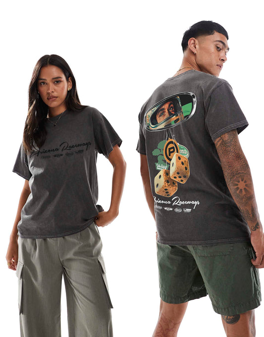 Arizona Mirror Front And Back Print Washed T-Shirt