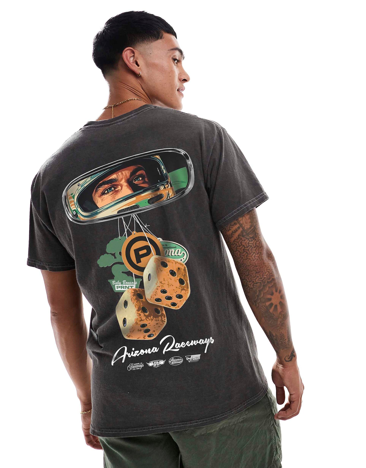 Arizona Mirror Front And Back Print Washed T-Shirt