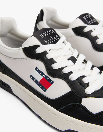 Leather Colour-Blocked Cupsole Trainers