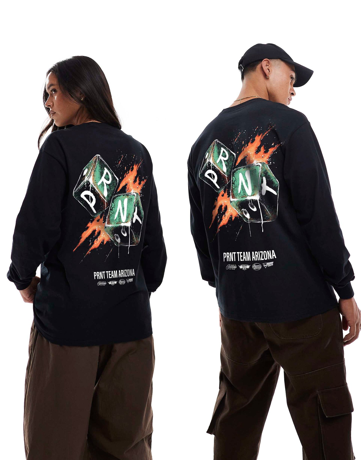 Arizona Dice Front And Back Print Long Sleeve T-Shirt