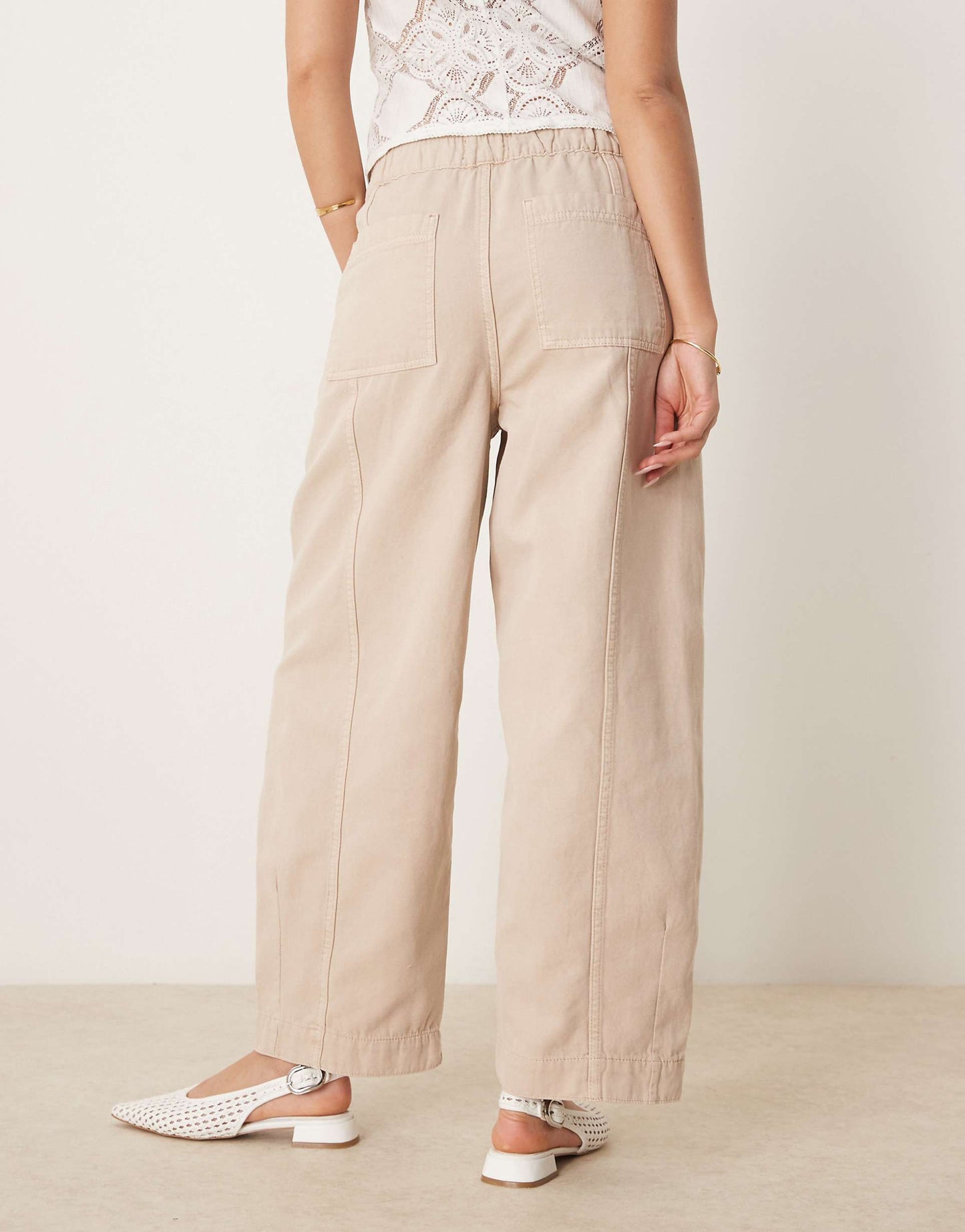 Laundered Pull On Trouser With Seam Detail